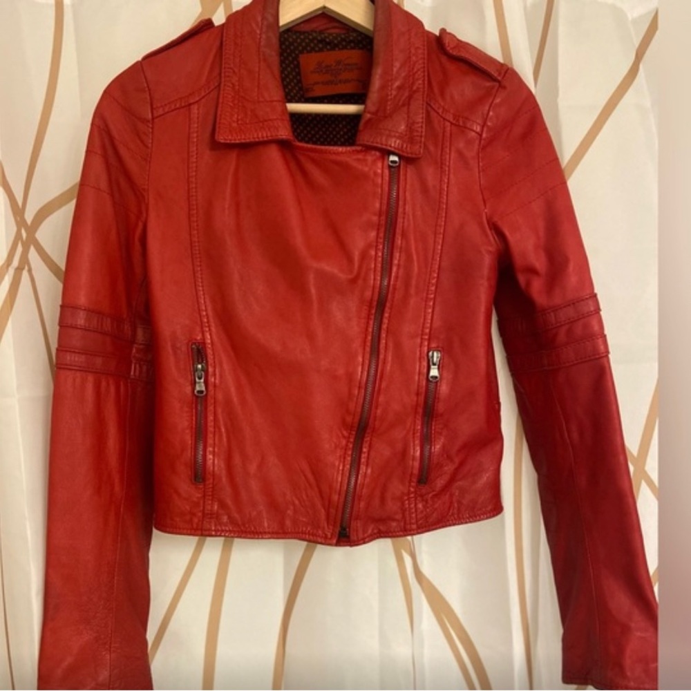Zara Vibrant Red Leather Jacket